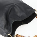 GUCCI Bamboo Hand Bag Leather 2way Black Gold 001 1705 1638 Auth 161481-6