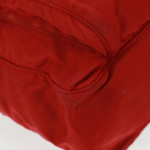 PRADA Shoulder Bag Nylon Red Silver Auth 161482
