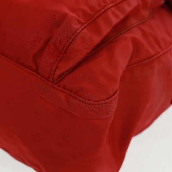 PRADA Shoulder Bag Nylon Red Silver Auth 161482