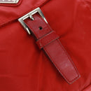 PRADA Shoulder Bag Nylon Red Silver Auth 161482-20