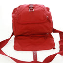 PRADA Shoulder Bag Nylon Red Silver Auth 161482-21