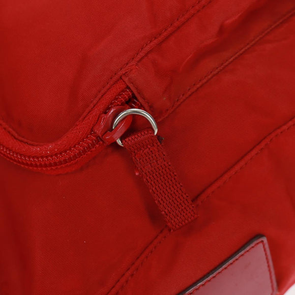 PRADA Shoulder Bag Nylon Red Silver Auth 161482