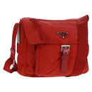 PRADA Shoulder Bag Nylon Red Silver Auth 161482-1