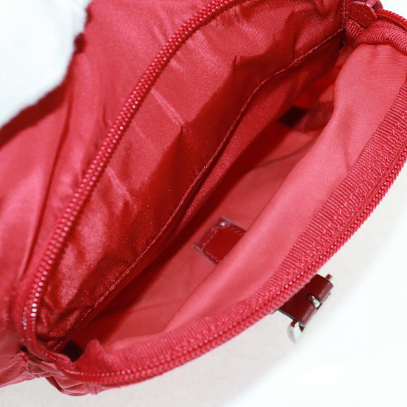 PRADA Shoulder Bag Nylon Red Silver Auth 161482