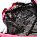 PRADA Shoulder Bag Nylon Red Silver Auth 161482-28