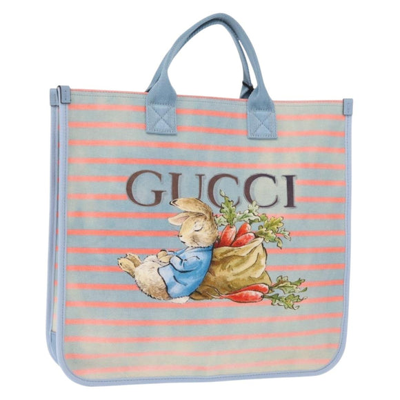GUCCI Hand Bag Canvas Light Blue 605831 Auth 161483M