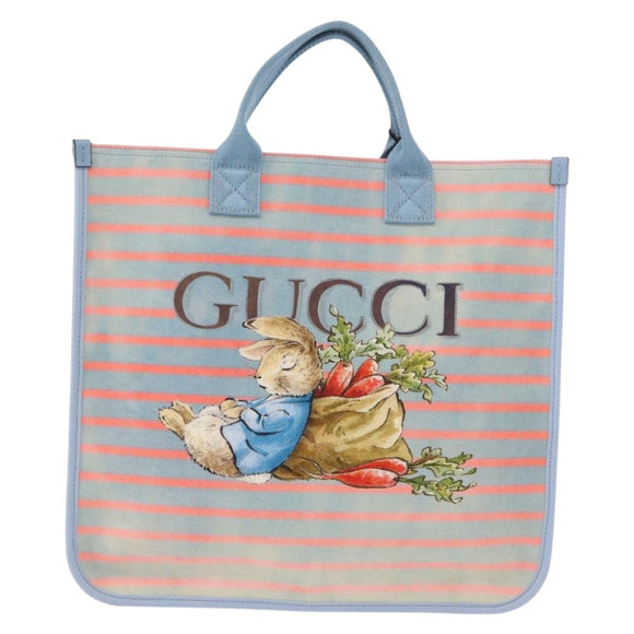 GUCCI Hand Bag Canvas Light Blue 605831 Auth 161483M