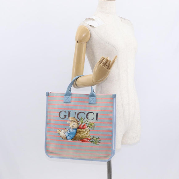 GUCCI Hand Bag Canvas Light Blue 605831 Auth 161483M