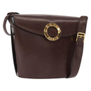 CELINE Circle Shoulder Bag Leather Brown Gold Auth 161484-1