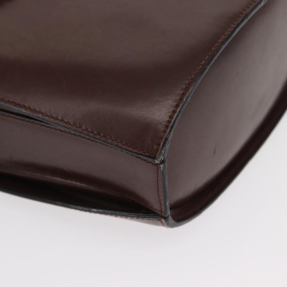 CELINE Circle Shoulder Bag Leather Brown Gold Auth 161484