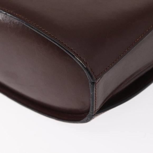 CELINE Circle Shoulder Bag Leather Brown Gold Auth 161484