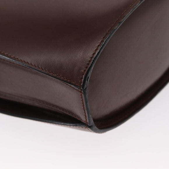 CELINE Circle Shoulder Bag Leather Brown Gold Auth 161484
