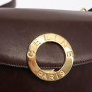 CELINE Circle Shoulder Bag Leather Brown Gold Auth 161484-17