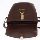 CELINE Circle Shoulder Bag Leather Brown Gold Auth 161484-18