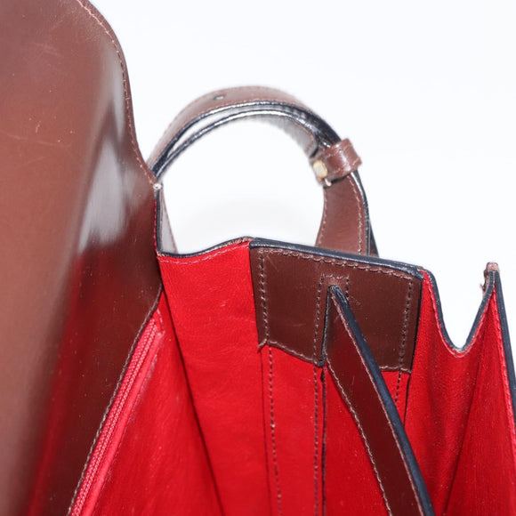 CELINE Circle Shoulder Bag Leather Brown Gold Auth 161484