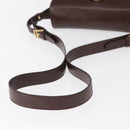 CELINE Circle Shoulder Bag Leather Brown Gold Auth 161484-7
