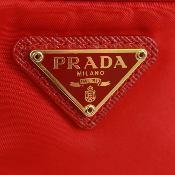 PRADA Shoulder Bag Nylon 2way Red Gold Auth 161489V