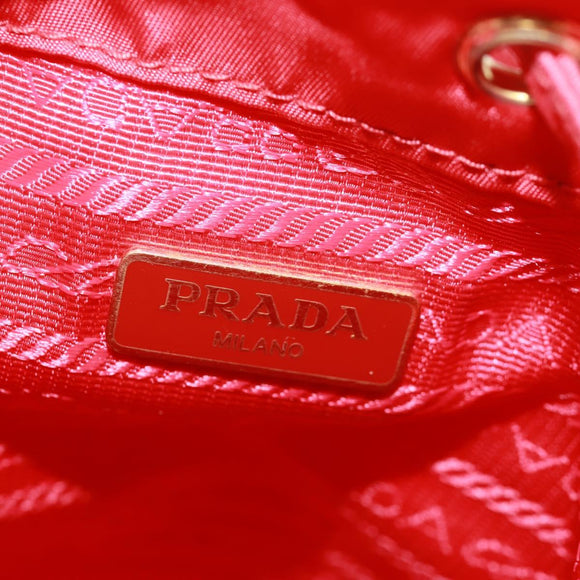 PRADA Shoulder Bag Nylon 2way Red Gold Auth 161489V