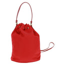 PRADA Shoulder Bag Nylon 2way Red Gold Auth 161489V-2