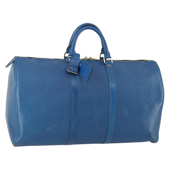 LOUIS VUITTON Epi Keepall 50 Boston Bag Blue M42965 LV Auth 161491