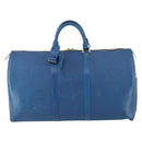 LOUIS VUITTON Epi Keepall 50 Boston Bag Blue M42965 LV Auth 161491-13