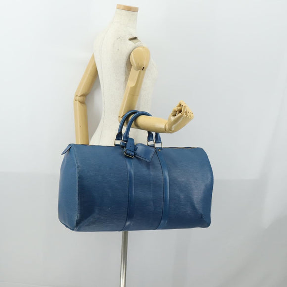 LOUIS VUITTON Epi Keepall 50 Boston Bag Blue M42965 LV Auth 161491