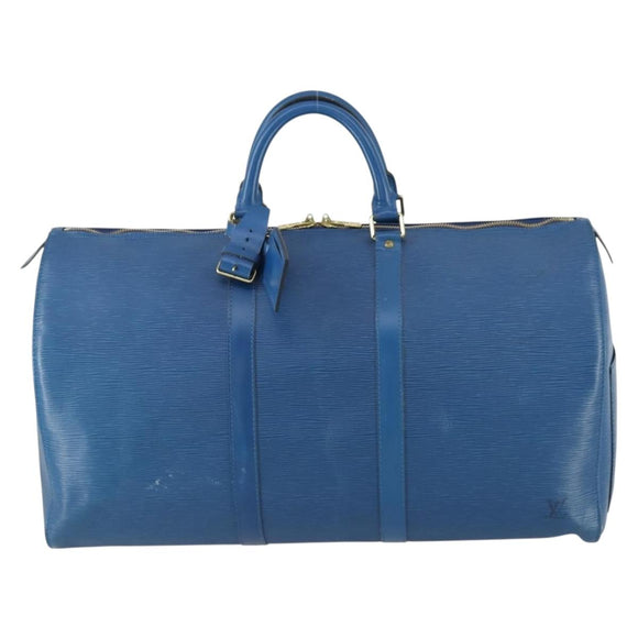 LOUIS VUITTON Epi Keepall 50 Boston Bag Blue M42965 LV Auth 161491