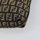 FENDI Zucchino Canvas Mamma Baguette Shoulder Bag Brown Silver Auth 161497-10