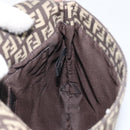 FENDI Zucchino Canvas Mamma Baguette Shoulder Bag Brown Silver Auth 161497-20