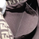 FENDI Zucchino Canvas Mamma Baguette Shoulder Bag Brown Silver Auth 161497-22