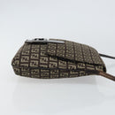 FENDI Zucchino Canvas Mamma Baguette Shoulder Bag Brown Silver Auth 161497-4