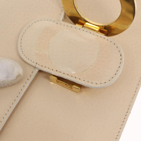 CELINE Circle Shoulder Bag Enamel Ivory Gold Auth 161499