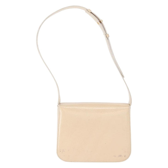 CELINE Circle Shoulder Bag Enamel Ivory Gold Auth 161499