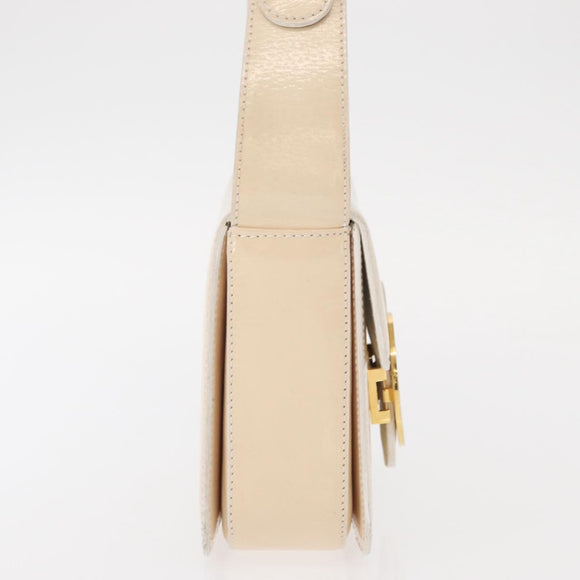 CELINE Circle Shoulder Bag Enamel Ivory Gold Auth 161499