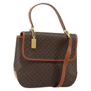 CELINE Macadam Canvas Hand Bag PVC Leather 2way Brown Gold Auth 161500-1