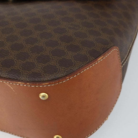 CELINE Macadam Canvas Hand Bag PVC Leather 2way Brown Gold Auth 161500