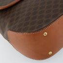 CELINE Macadam Canvas Hand Bag PVC Leather 2way Brown Gold Auth 161500-15