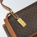CELINE Macadam Canvas Hand Bag PVC Leather 2way Brown Gold Auth 161500-18