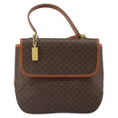 CELINE Macadam Canvas Hand Bag PVC Leather 2way Brown Gold Auth 161500-13