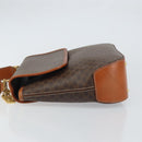 CELINE Macadam Canvas Hand Bag PVC Leather 2way Brown Gold Auth 161500-4