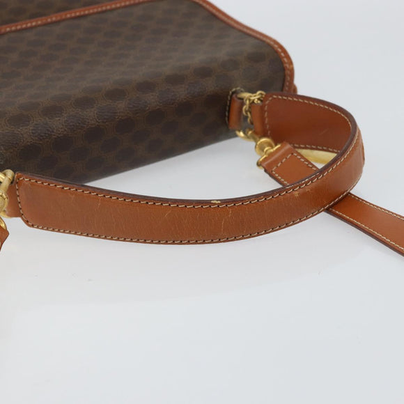CELINE Macadam Canvas Hand Bag PVC Leather 2way Brown Gold Auth 161500