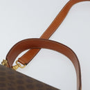 CELINE Macadam Canvas Hand Bag PVC Leather 2way Brown Gold Auth 161500-8