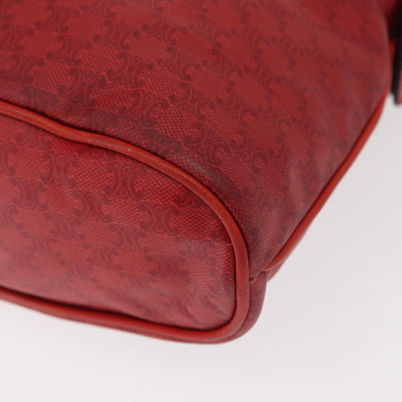CELINE Macadam Canvas Shoulder Bag Red Gold Auth 161503
