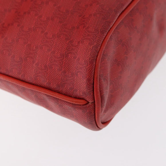 CELINE Macadam Canvas Shoulder Bag Red Gold Auth 161503