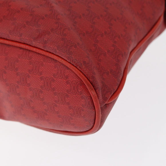CELINE Macadam Canvas Shoulder Bag Red Gold Auth 161503