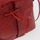CELINE Macadam Canvas Shoulder Bag Red Gold Auth 161503-9