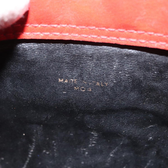 CELINE Macadam Canvas Shoulder Bag Red Gold Auth 161503