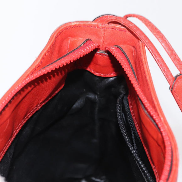 CELINE Macadam Canvas Shoulder Bag Red Gold Auth 161503