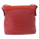 CELINE Macadam Canvas Shoulder Bag Red Gold Auth 161503-2