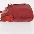 CELINE Macadam Canvas Shoulder Bag Red Gold Auth 161503-4
